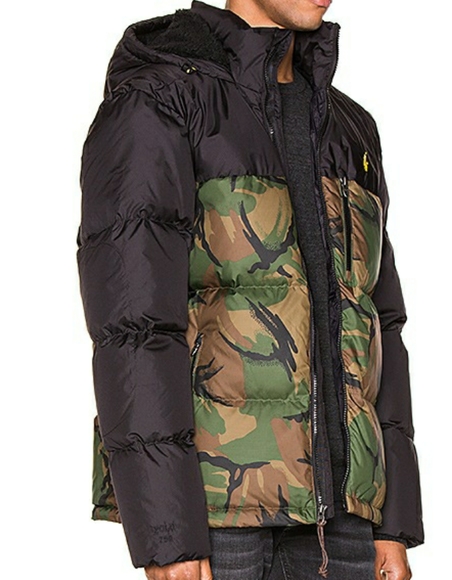 LARGE "Down"Jacket "RALPH LAUREN" BLK/CAMO/YLW - Picture 4 of 11